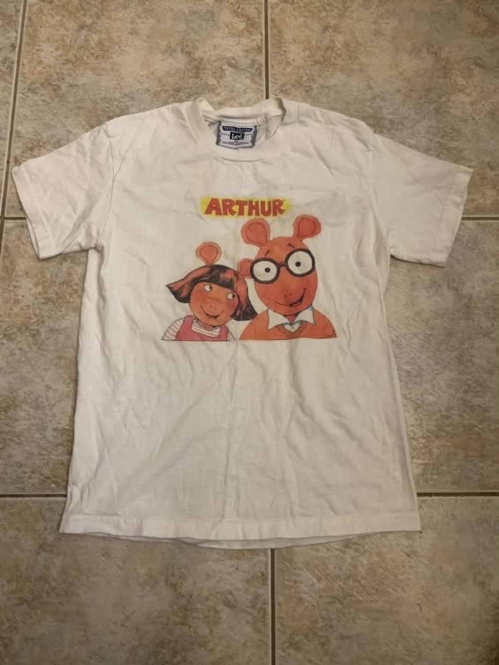 Vintage 90s Arthur Cartoon T Shirt Boys Size Medium PBS Marc Brown Youth Kids